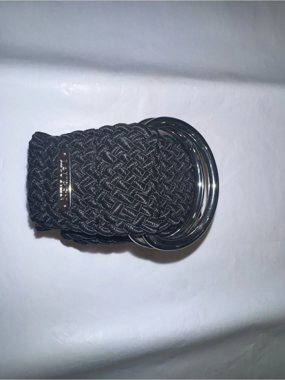 Lauren/Ralph Lauren Black Braided Belt w/Double Ring Buckle Women’s Small